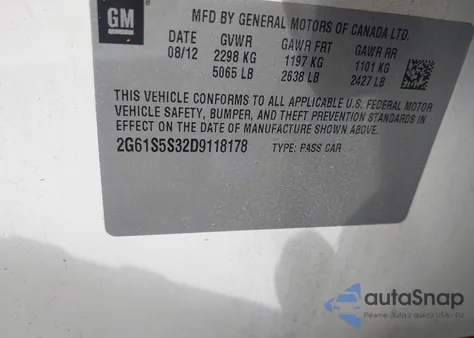 2013 Cadillac Xts Premium из США, поврежденный, VIN 2G61S5S32D9118178